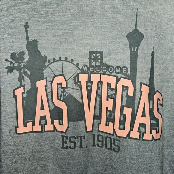 LAS VEGAS Nevada Est. 1905 Blue Green Coral Hoodie Size Large Casual Travel - Picture 3 of 6